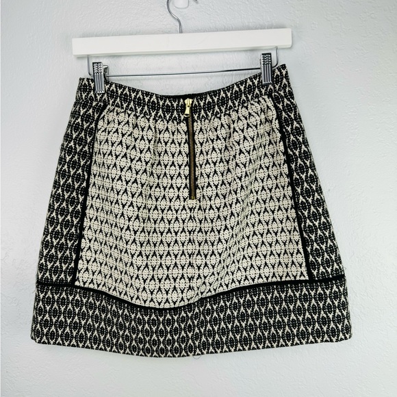 J Crew Black & White Geometric Pattern Eyelet Skirt - Picture 2 of 5